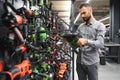 male customer in a power tool store Royalty Free Stock Photo