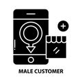 male customer symbol icon, black vector sign with editable strokes, concept illustration Royalty Free Stock Photo