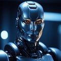 Male cyber robot, portrait AI
