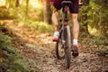 Male cyclist riding bike .Spring, nature ,sport concept Royalty Free Stock Photo