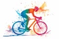 A male cyclist road racer, ebike rider or mountain biker shown in a colourful contemporary athletic abstract design Royalty Free Stock Photo