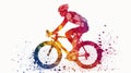 A male cyclists road racer, ebike rider or mountain biker shown in a colourful contemporary athletic abstract design Royalty Free Stock Photo