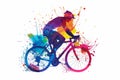 A male cyclists road racer, ebike rider or mountain biker shown in a colourful contemporary athletic abstract design Royalty Free Stock Photo