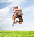 Male dancer jumping in the air Royalty Free Stock Photo