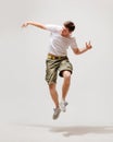 Male dancer jumping in the air Royalty Free Stock Photo