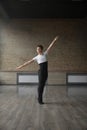 Male dancer practicing in ballet studio holding training class Royalty Free Stock Photo