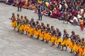 Dancers at Tshechu religious festival in Paro fortress, Bhutan