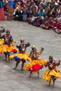 Dancers at Tshechu religious festival in Paro fortress, Bhutan