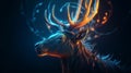 Male Deer with Glowing Antlers. Magical Artistic Render