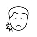 Male with Dental Pain Line Icon. Teeth Ache Linear Pictogram. Man with Toothache Outline Symbol. Human Oral Disease