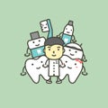 Male dentist and best friend of healthy family tooth - dental care concept Royalty Free Stock Photo