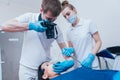 Male dentist and a patient at the dental office Royalty Free Stock Photo