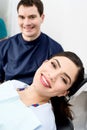 Male dentist ready to examine the patient