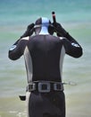 Male diver with harpoon Royalty Free Stock Photo