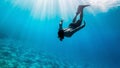 Male diver under the deep ocean Royalty Free Stock Photo