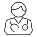 Male doctor avatar character line icon. linear style sign for mobile concept and web design. Doctor with stethoscope and Royalty Free Stock Photo