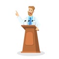 Male doctor from clinic giving a speech through the micrphone Royalty Free Stock Photo