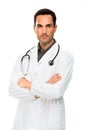 Male doctor with crossed arms and stethoscope