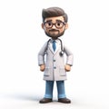 Cartoonish 3d Male Doctor Character Design On White Background
