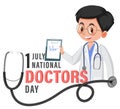 Male doctor on doctor day in July logo