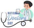 Male doctor on doctor day in July logo