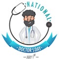 Male doctor on doctor day in July logo