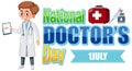 Male doctor on doctor day in July logo