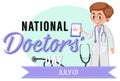 Male doctor on doctor day in July logo