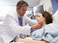 Male Doctor Examining Female Patient In Emergency Room