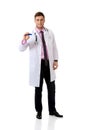 Male doctor holding a thermometer. Royalty Free Stock Photo