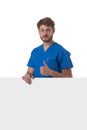 Male doctor or nurse with big board Royalty Free Stock Photo