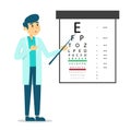 Male doctor oculist standing at the eyesight check table