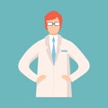 Male Doctor, Professional Medical Worker Character in White Lab Coat Vector Illustration Royalty Free Stock Photo