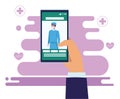 Male doctor professional in smartphone ehealth