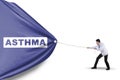 Male doctor pulling asthma banner Royalty Free Stock Photo