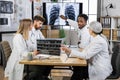 Male doctor showing pulmones disease on display screen Royalty Free Stock Photo