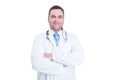 Male doctor standing arms crossed acting confident or successful Royalty Free Stock Photo