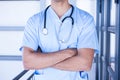 Male doctor standing with arms crossed Royalty Free Stock Photo