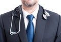 Male doctor with suit and stethoscope Royalty Free Stock Photo