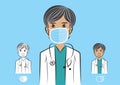 Male doctor wearing a medical mask vetor illustration