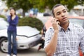 Male Driver Making Phone Call After Traffic Accident Royalty Free Stock Photo