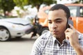 Male Driver Making Phone Call After Traffic Accident Royalty Free Stock Photo