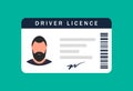 Male driver`s license, identity card, personal data. Vector illustration flat design Royalty Free Stock Photo