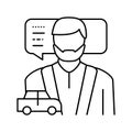 male driving school instructor line icon vector illustration