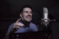 Male dub actor in dubbing room Royalty Free Stock Photo