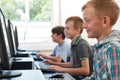 Group Of Male Elementary School Children In Computer Class Royalty Free Stock Photo