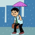 Male employee who is sick in the rainy season