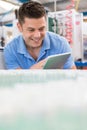 Male Engineer With Digital Tablet Working In Bottle Capping Fact Royalty Free Stock Photo