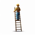 Male Engineer Climbing Ladder In Vector Illustration