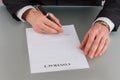 Male entrepreneur signing business contract. Royalty Free Stock Photo